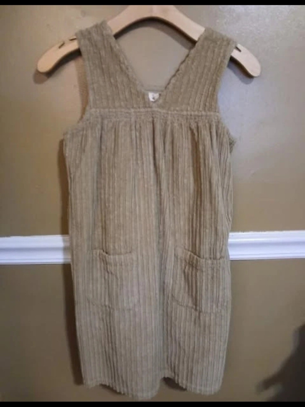 The Simple Folk Brown Tan Corduroy Overdress romper Girls Size 7/8 Oeko-TEX